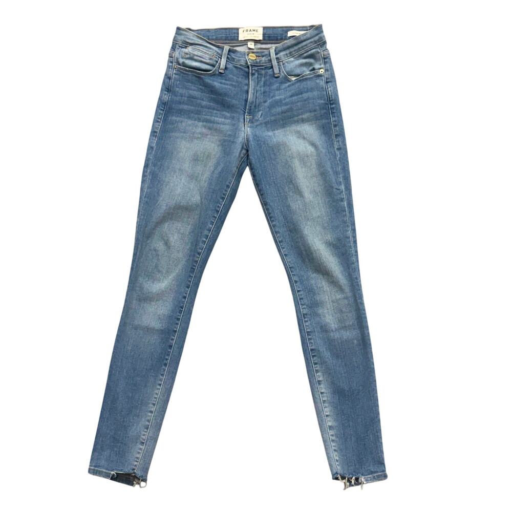 FRAME Denim Le High Skinny Cheeky Distressed Frayed Hem Jeans Size 25